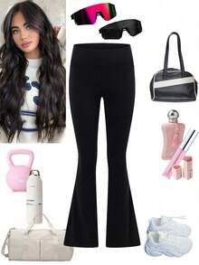 Easithlete High Waisted Flared Leg Athletic Pants With Side Pockets