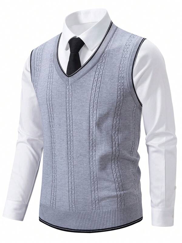 Manfinity Bizformal Men's Spring/Autumn Knitted Jacquard Sweater Vest