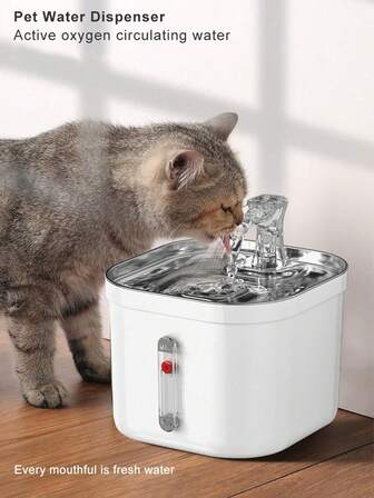 Teckwe WF-040 PET 동물 지능형 물 디스펜서 산소 순환, 304 스테인리스 스틸, 조절 가능한 물량 시각 창 물 수위 부이 디자인 순환 흐르는 물 제공, 다층 여과 및 정화, 깨끗한 수질 유지, PET 동물 음용수의 관심과 양 증가. 플러그인 사용, 충전 플러그 제외