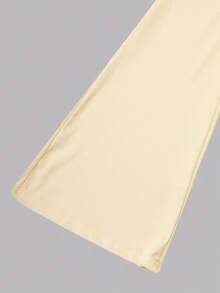 2pcs/Set Teenager Girls Casual Tight Hoodie Jacket & Flared Pants Sportswear Outfit - Apricot - View 6