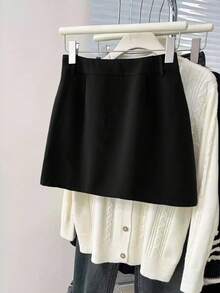 Franclia Minimalist Commuter Spring/Summer New Versatile Fashion A-Line Waist Slimming Niche Design Black Bodycon Skirt For Women