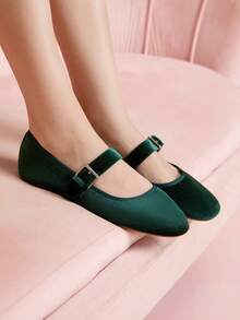 CUCCOO DOLLMOD Damen elegante, niedliche, vielseitige grüne klassische Samt Mary Jane Ballerinas - Minzgrün - Übersicht 6