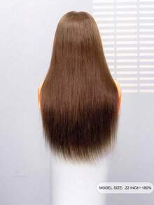 ALL READY WIG Chocolate Brown Bone Straight Human Hair Wig 180% Density 6x4 Lace Frontal Pre-Plucked Brazilian Virgin Hair Wig For Women Natural Hairline No Glue Needed 100% Human Hair