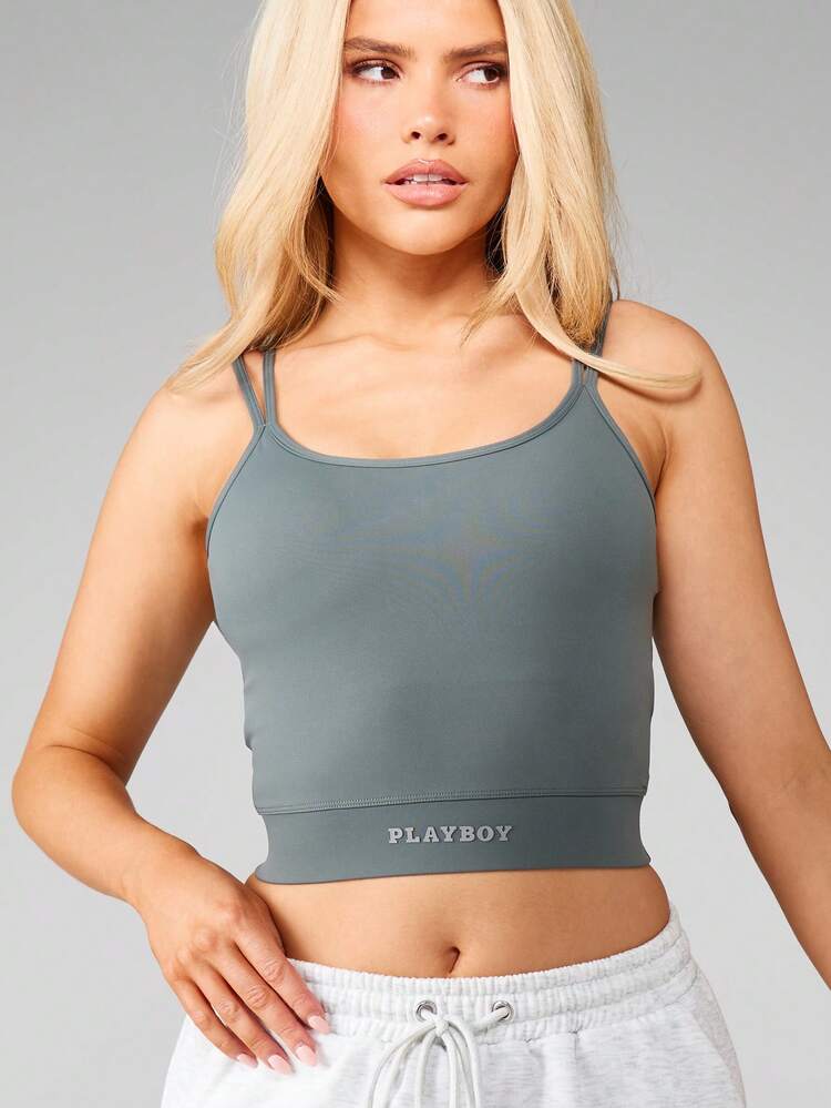 Missguided x Playboy Sports Tank Top With Adjustable Straps For Activewear Gym Workout Training