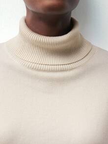 Maija Áo len dài tay dáng rộng cổ lọ 2025 dành cho nữ, thích hợp cho thời tiết chuyển mùa đầu thu - Màu Đỏ Sâu - Xem 8