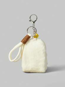 ROMWE Kawaii 毛绒布零钱包卡通钥匙扣毛绒零钱包 - 咖色 - 查看 2