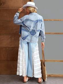 EMERY ROSE 女士休闲拼接做旧牛仔夹克