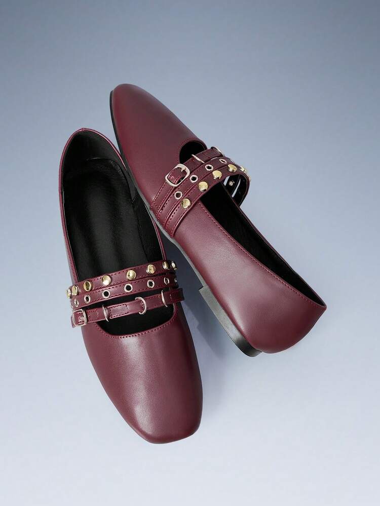 CUCCOO GRLICON Women's Casual Flat Slip-On Shoes With Corn Pad Design, Versatile For Daily Wear For Christmas - Burgundy - View 3