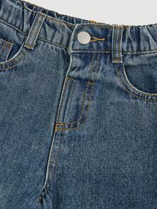 Maija Kids Maija Kids Young Girl' Y2K White Bow Embroidered Pattern Blue Denim Loose Pants,Fall Clothes,Winter Clothing ,Casual And Fashionable Vacation Outfits,2000s Style ,Halloween Denim Jeans ,Christmas  Clothes,Sweet Outfits For Girls - Light Wash - View 5