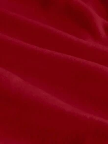 EURMUSE Minimalist Button Front Loungewear Pajama Set – Soft Two Pieces Long Sleeve Top & Wide Leg Pants In Red - Red - View 6