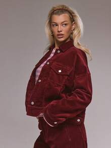 MUSERA Cord Jacket Winter Cute Casual Cosy Cherry Lacquer Spring Summer - Burgundy - View 3
