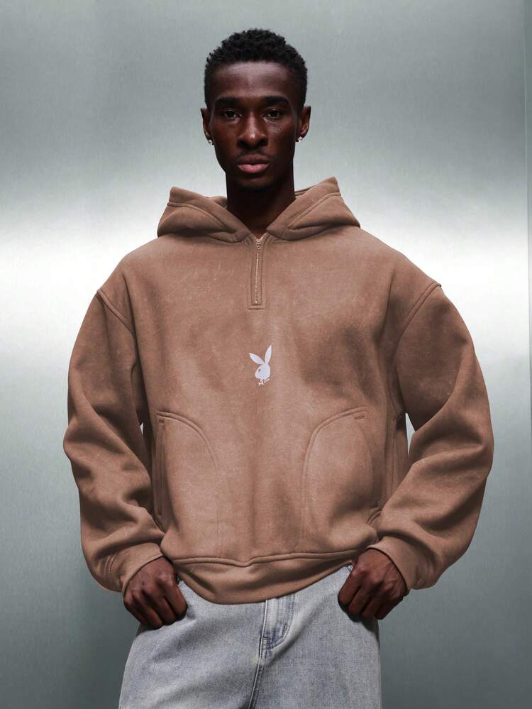 PLAYBOY X SUMWON Bluza z kapturem zapinana na suwak, ze ściągaczem i kieszenią