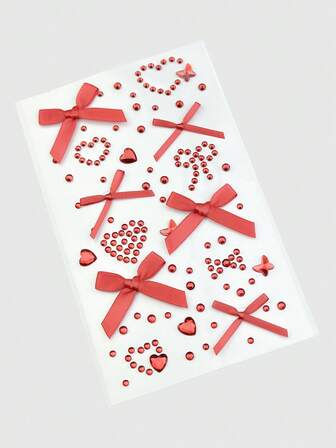 Kawaii 1 pieza Pegatinas de encaje con lazo, corazón, estrella, lazo, brillo de diamante y joya facial