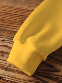 BATMAN X SHEIN Young Boy Casual Fashionable Street Sporty Bat & Letter Graphic Colorblock Striped Drop Shoulder Loose Thermal Lined Warm Sweatshirt, Autumn/Winter - White - View 4