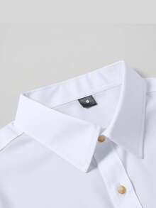 Manfinity Nomadique 男士长袖西部牛仔风格衬衫，秋季 - 白色 - 查看 3