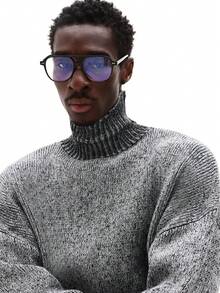 SUMWON 宽松版型混色高领粗针织套头毛衣，冬季舒适休闲针织衫