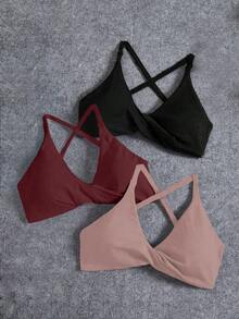 Easithlete 3 PCS Seamless Yoga Sports Bra/Front Twist Design/Casual Sports Wear - Multicolor - View 4