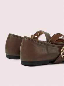 CUCCOO DOLLMOD Bailarinas elegantes con correa, zapatos planos estilo Mary Jane para mujeres - Marrón Mocha - Ver 8