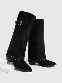 CUCCOO SZL 女士时尚鲨鱼靴，舒适百搭的踝靴 - 黑色 - 查看 1