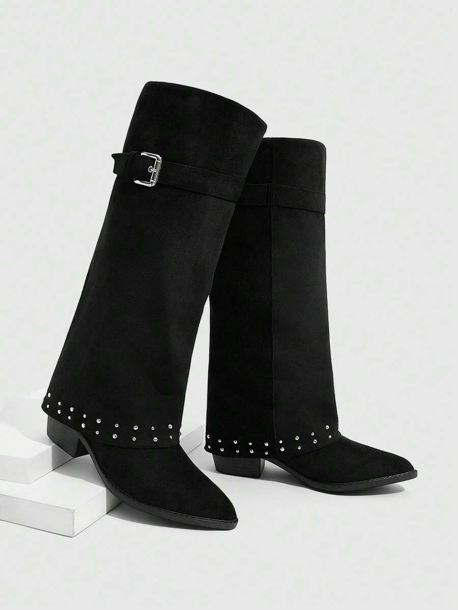 CUCCOO SZL 女士时尚鲨鱼靴，舒适百搭的踝靴 - 黑色 - 查看 1