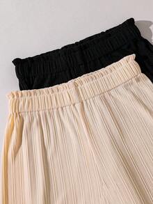 SHEIN 2pcs Straight Leg Soft & Comfortable Pants In Black And Olive Green - Grey - View 4