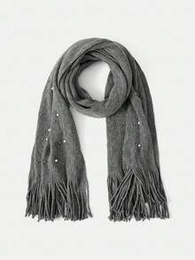 MOTF PREMIUM FAUX PEARL DECOR SOFT SCARF - Grey - View 7