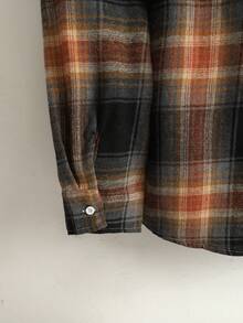 Manfinity Homme Plus Size Men's Plaid Long Sleeve Single-Breasted Casual Loose Shirt Men's Flannel Shirt Men's Shirt Grunge Flannels For Men Men Plaid Shirt Vintage Shirt For Men Old Money,Daily Leisure, Weekend Trips, Outdoor Activities, Travel Expeditions, Relaxed Work Environments Or Semi-Formal Occasions, Boyfriend/Husband Gift, Anniversary Gift Party Christmas - Multicolor - View 4