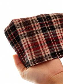 SHEIN 女童卫衣拼接格子裙连衣裙，复古时尚百搭休闲日常装 - 酒紅色 - 查看 12