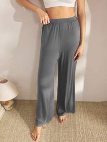 Ocili Celana Santai Kasual Wanita Warna Polos, Musim Gugur & Musim Dingin - Grey - View 7