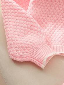 Tween Girl 手工蝴蝶结短款开衫和荷叶边下摆针织迷你裙套装 - 粉色 - 查看 3
