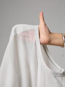 Dewbera 女士插肩袖短款宽松卫衣 - 淺灰色 - 查看 8