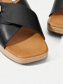 Styleloop 女士夏季度假休闲高跟凉鞋 - 黑色 - 查看 9