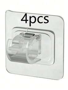 Heavy Duty Adhesive Hook Brackets, 2/4/8 Pcs No Drill Curtain Rod Holders, Multi-Purpose Wall Mount For Shelves, Kitchen, Bathroom, DIY Home Gift Idea - Clear - View 12