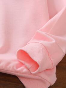 Young Girl Cartoon Character Print Long Sleeve Casual Sweatshirt - Pink - View 4