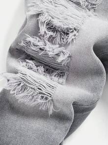 SHEIN Celana Jeans Biru Longgar Bergaya Retro Modis untuk Bayi Laki-laki, Tanpa Kemeja, Cocok untuk Pakaian Luar dan Sehari-hari Bayi - Light Grey - View 3