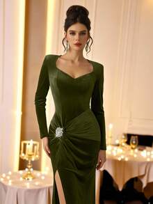 Coutiva 正式晚礼服（装饰繁复） - 軍綠色 - 查看 5