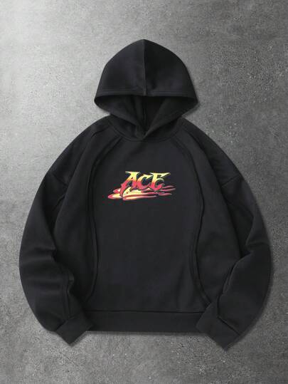 Street Life Sudadera con capucha casual y holgada de moda versátil para hombres