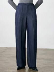 Aveloria Modichic Fashionable Denim Effect Solid Color Design Casual Pants - Blue - View 6