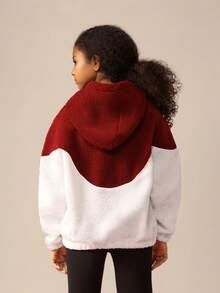 SUMWON Bộ quần áo nỉ và quần legging phối hợp màu sắc Borg Fleece Color Block dành cho bé gái tuổi teen, trang phục thường ngày mùa đông - Nhiều màu - Xem 2