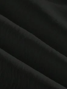 SHEIN MOD 收腰撞色喇叭袖衬衫 - 黑色 - 查看 4
