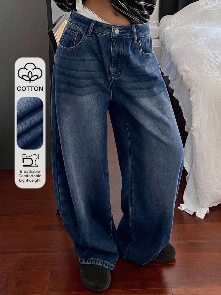 Vintage Loose Street Washed Distressed Wide-Leg Women Jeans Y2k