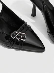 CUCCOO SZL 女士尖头搭扣设计时尚高跟鞋，适合日常穿着