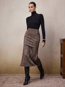 Modelyn Chân váy đuôi cá họa tiết da báo cạp cao thanh lịch dành cho nữ - Màu Khaki - Xem 6