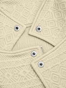 GlowEve 女式休闲纹理面料拉链翻领机车夹克 - 卡其色 - 查看 8