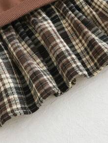 Cozy Pixies Vestido de manga larga con cuello redondo, suave y de punto, con estampado de oso de dibujos animados para bebé niña - Marrón - Ver 7