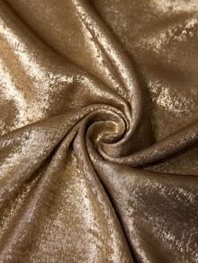 Cravure Vestido curto feminino elegante e moderno com decote em V, detalhes dourados e amarração lateral, mangas bufantes. - Ouro - Ver 3