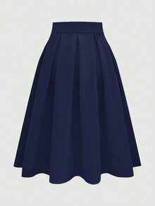 Sweetra 女士休闲百褶A字裙，适合春秋季穿着 - 寶藍色 - 查看 2