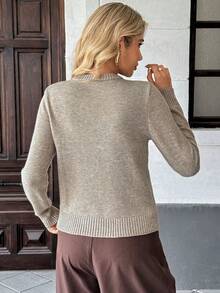 SHEIN PariChic Women's Casual Diamond Pattern Patchwork Knit Sweater, Autumn/Winter - Multicolor - View 2