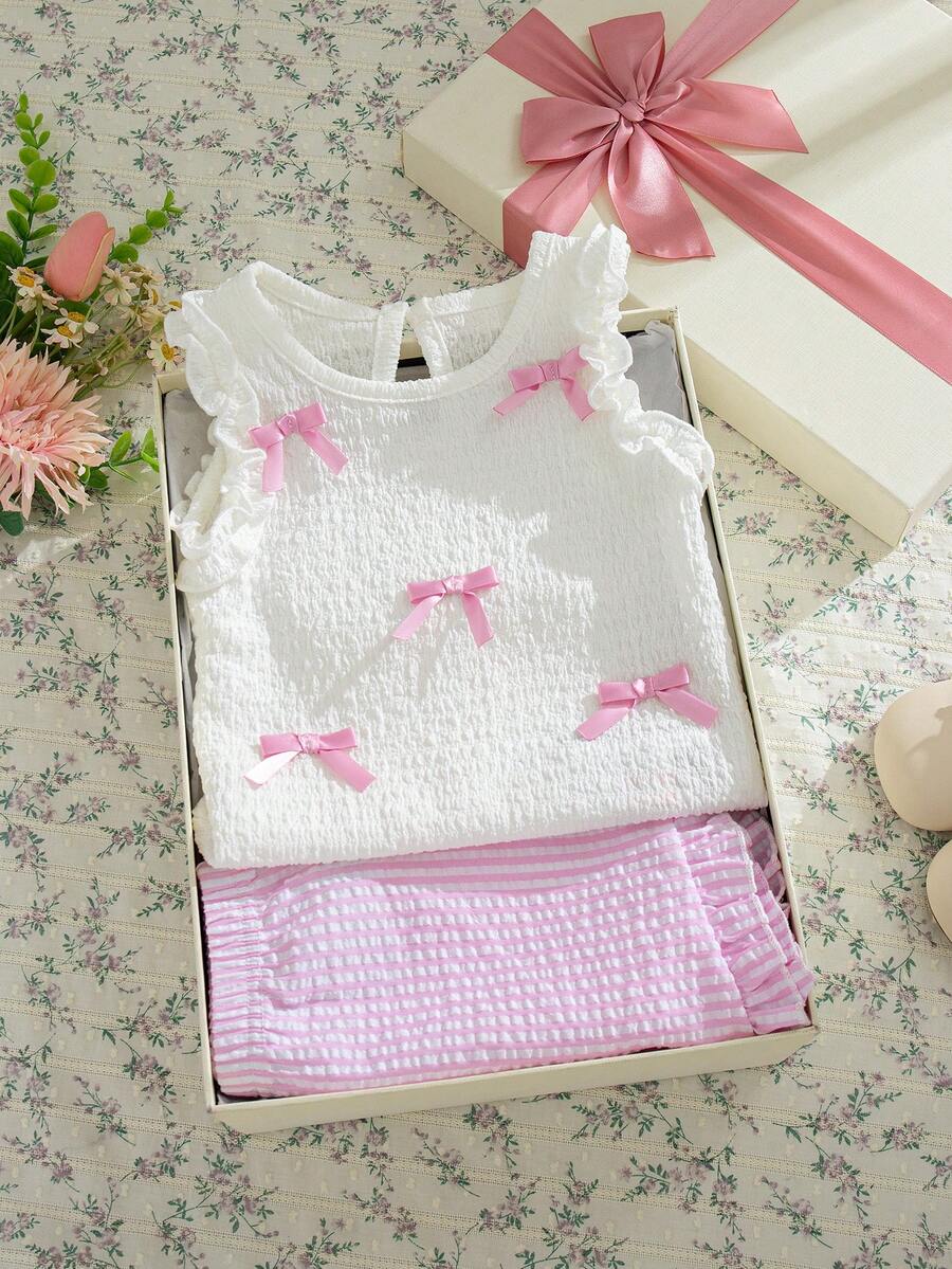 Souflis Souflis Baby Girl Cute Jacquard Top And Jacquard Shorts Set, Spring/Summer - Multicolor - View 1