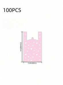 50个粉色可爱情人节塑料T恤袋，粉色散装塑料袋，粉色可爱爱心塑料袋，珠宝包装袋，感谢袋，购物袋，外带袋，外卖袋，超市包装袋，手提包汽车垃圾袋，包装袋，商品袋 - 彩色 - 查看 8